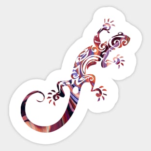 Ornate Gecko Colorful Lizard Illustration Sticker